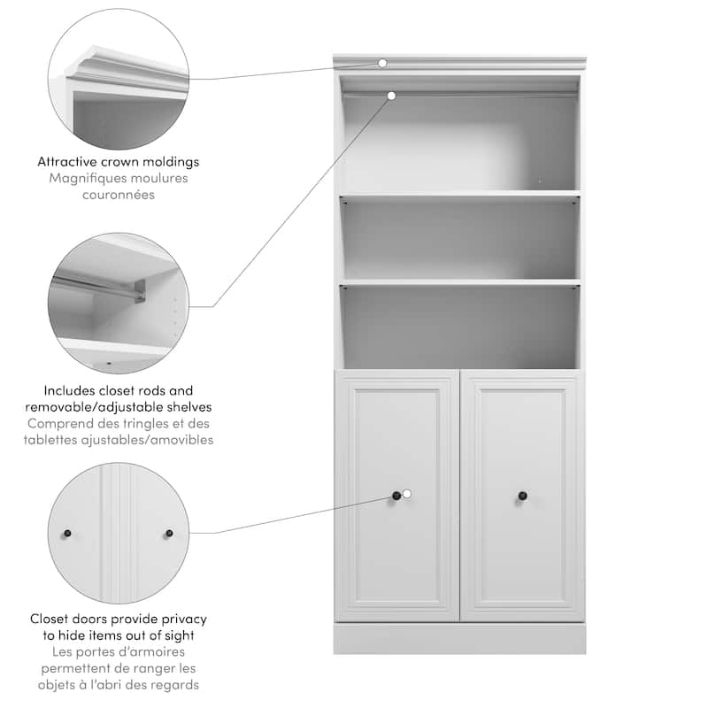 Versatile 36W Closet Organizer with Doors by Bestar