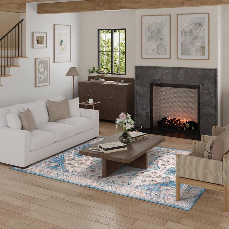Licensed HGTV Everyday Chic Soft Flannel Zero Pile Printed Non-Slip Washable Indoor Area Rug