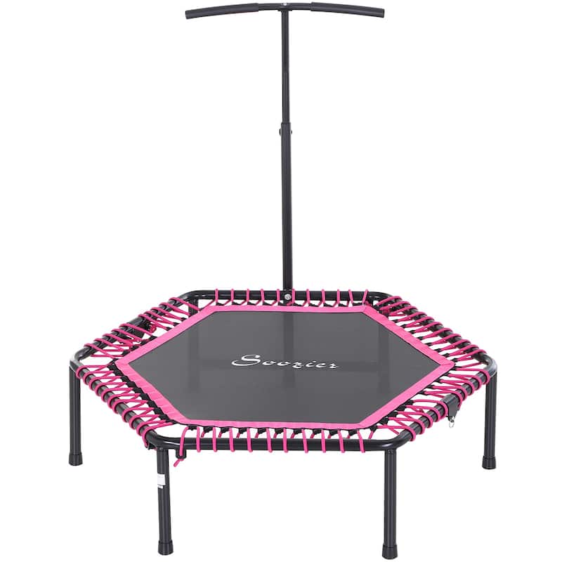 Soozier Portable & Foldable Small Exercise Trampoline with 3-Level Adjustable T-Bar, Great for Adults Working Out