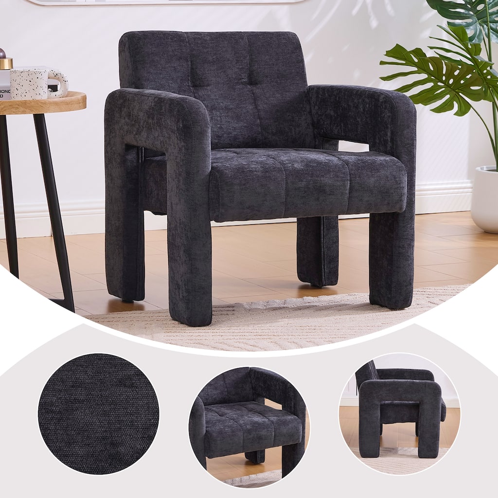 Modern Minimalist Single Armchair, Upholstered Accent Chair for Living Room, Bedroom, Office, Nordic Style Single Sofa Chair