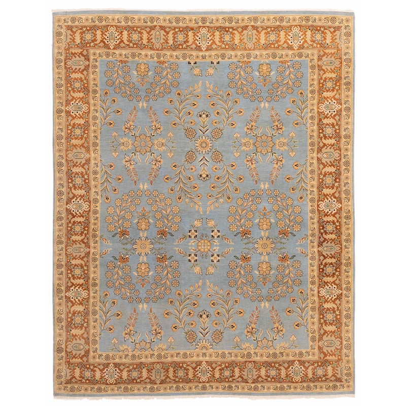 ECARPETGALLERY Hand-knotted Jamshidpour Light Blue Wool Rug - 8'0 x 10'0