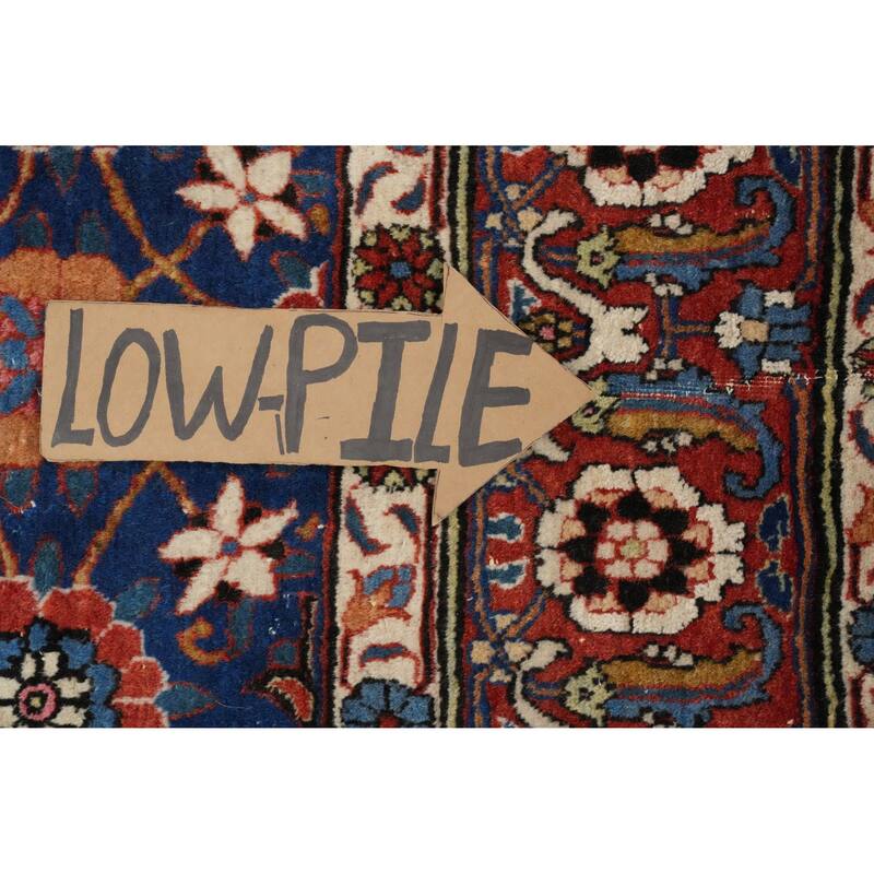 Hand Knotted Oriental 100% Wool Carpet Traditional All-Over Navy Blue & Blues Isfahan Area Rug - 10' 5'' X 7' 1''