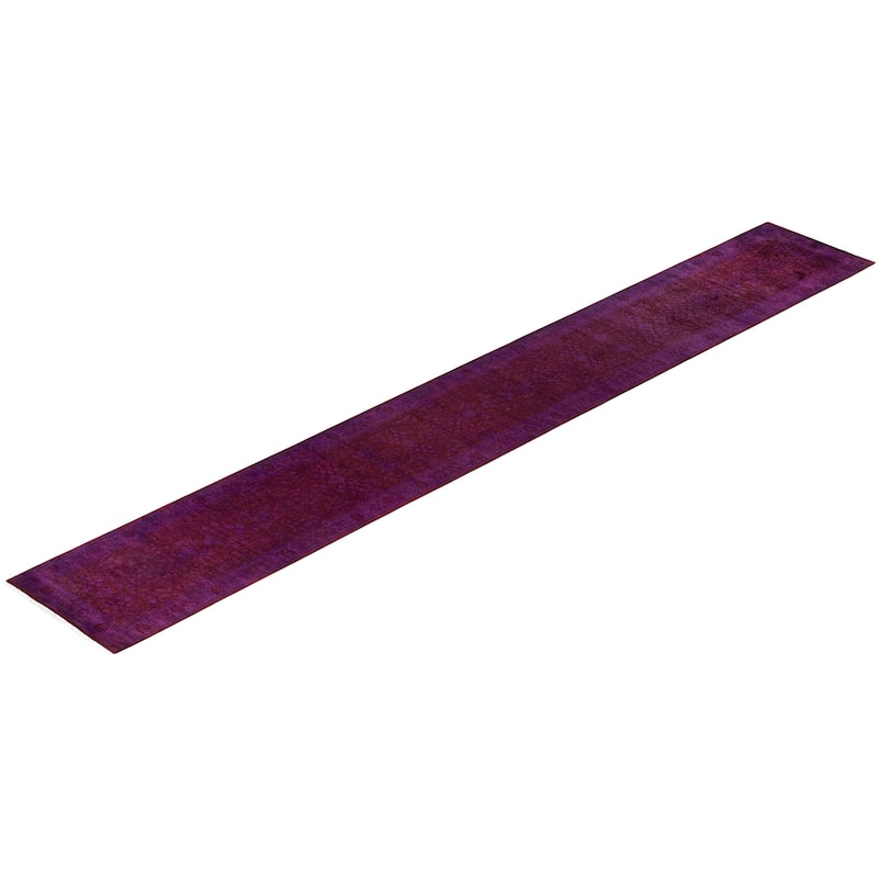 Overdyed One-of-a-Kind Hand-Knotted Area Rug - Purple - 2' 8" x 18' 5"