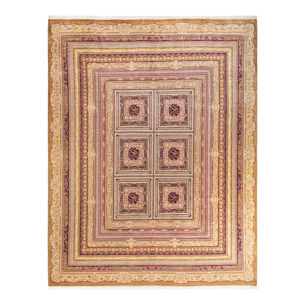 Traditional Oriental Yellow Area Rug - 9' x 12'