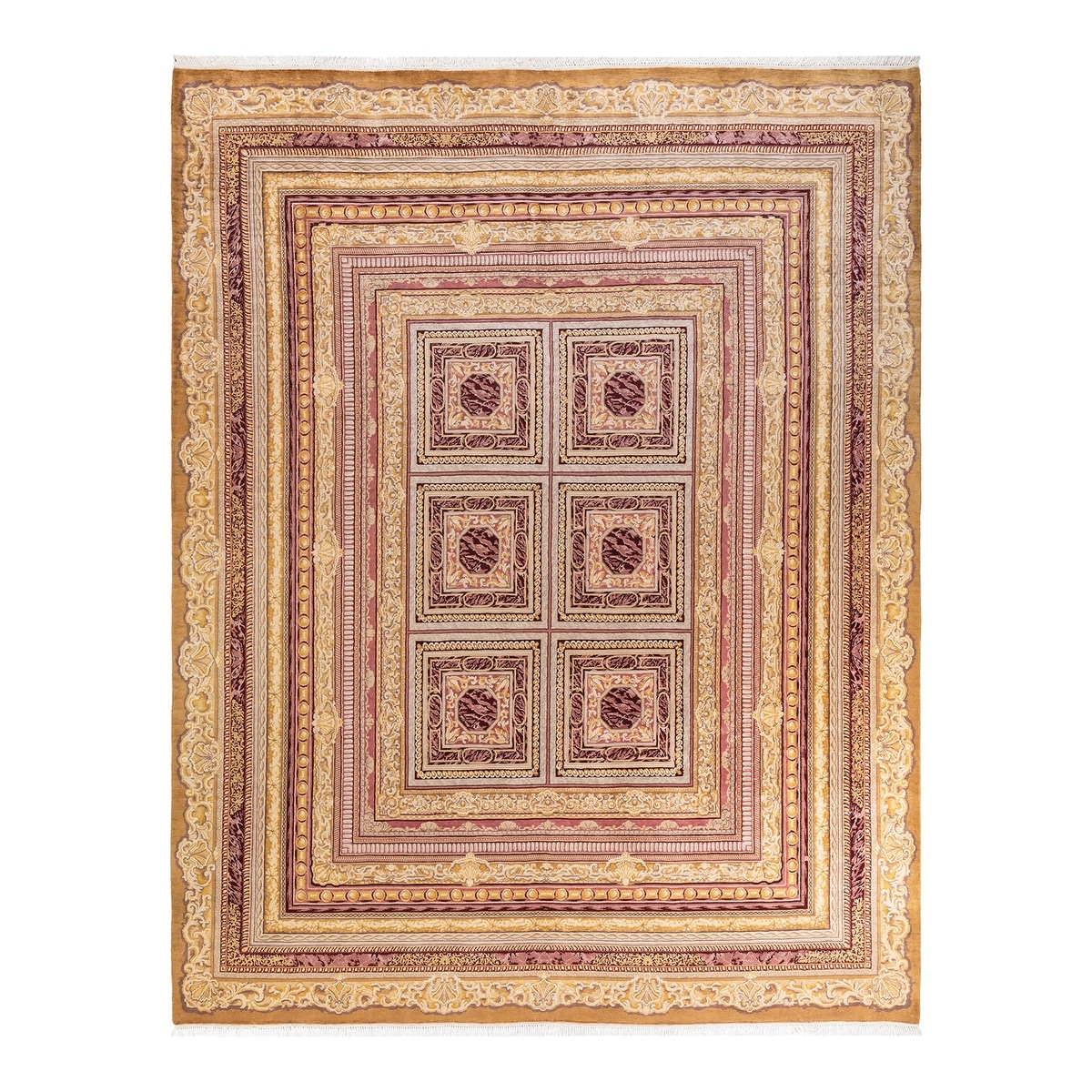 Traditional Oriental Yellow Area Rug - 9' x 12'