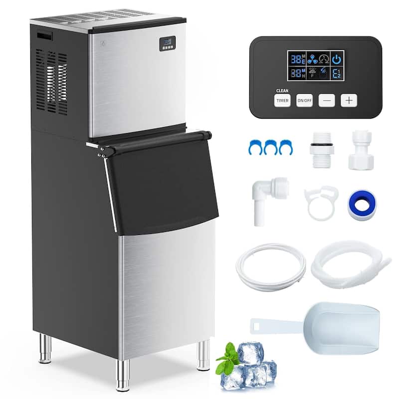 Commercial Ice Maker Machine 350LBS/24H with 220LBS Ice Capacity - Silver