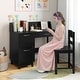 preview thumbnail 2 of 8, Gymax Kids Study Desk & Chair Set w/Chair 2 Storage Cabinets Drawer 4