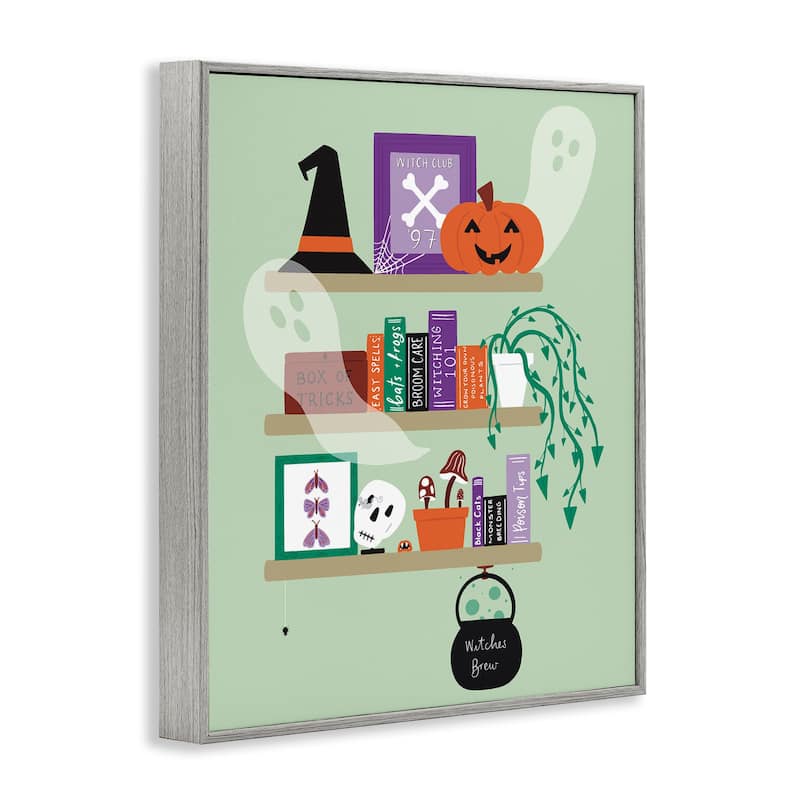 Stupell Witchy Halloween Bookshelf Framed Giclee Art Design By Sazerelli Designs