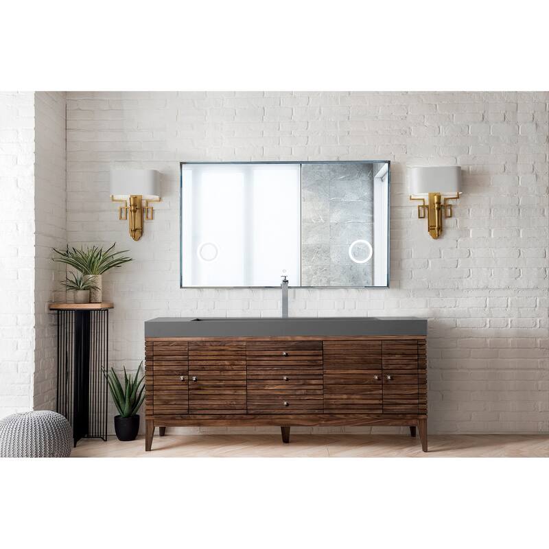 James Martin Vanities Linear 72" Single Vanity, Mid Century Walnut