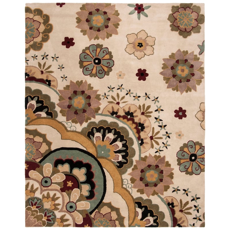 SAFAVIEH Handmade Soho Kaley New Zealand Wool Area Rug - 3'6" x 5'6" - Ivory/Multi