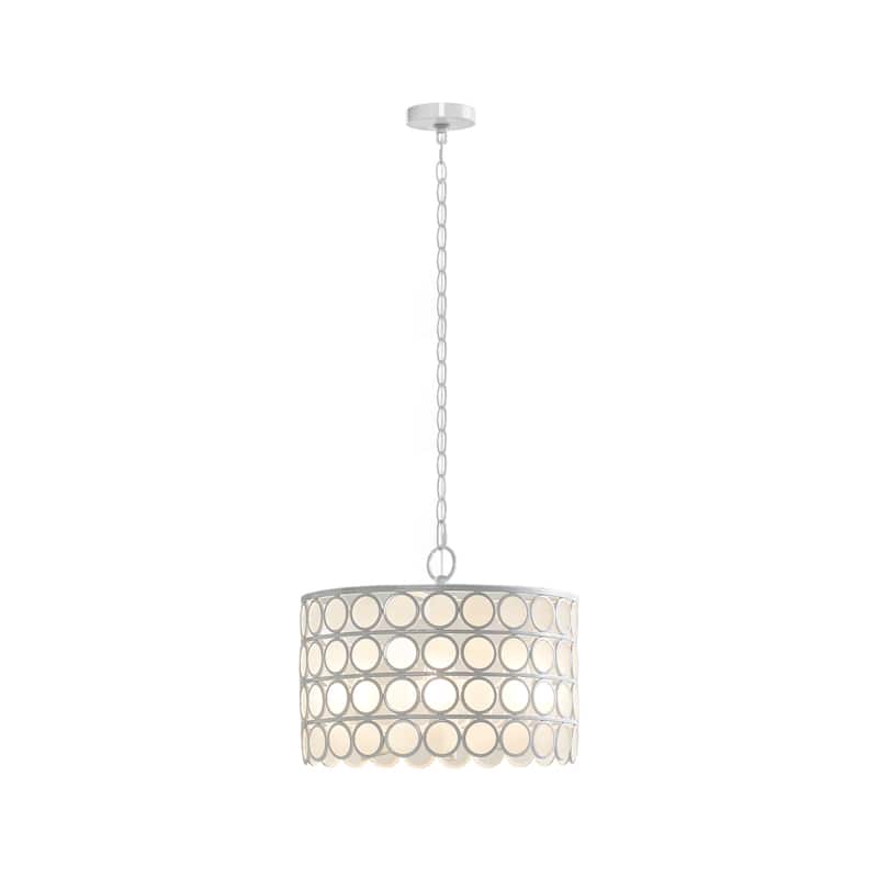 Hampton Hill Abbot White 4-Light Glass Drum Shade Chandelier