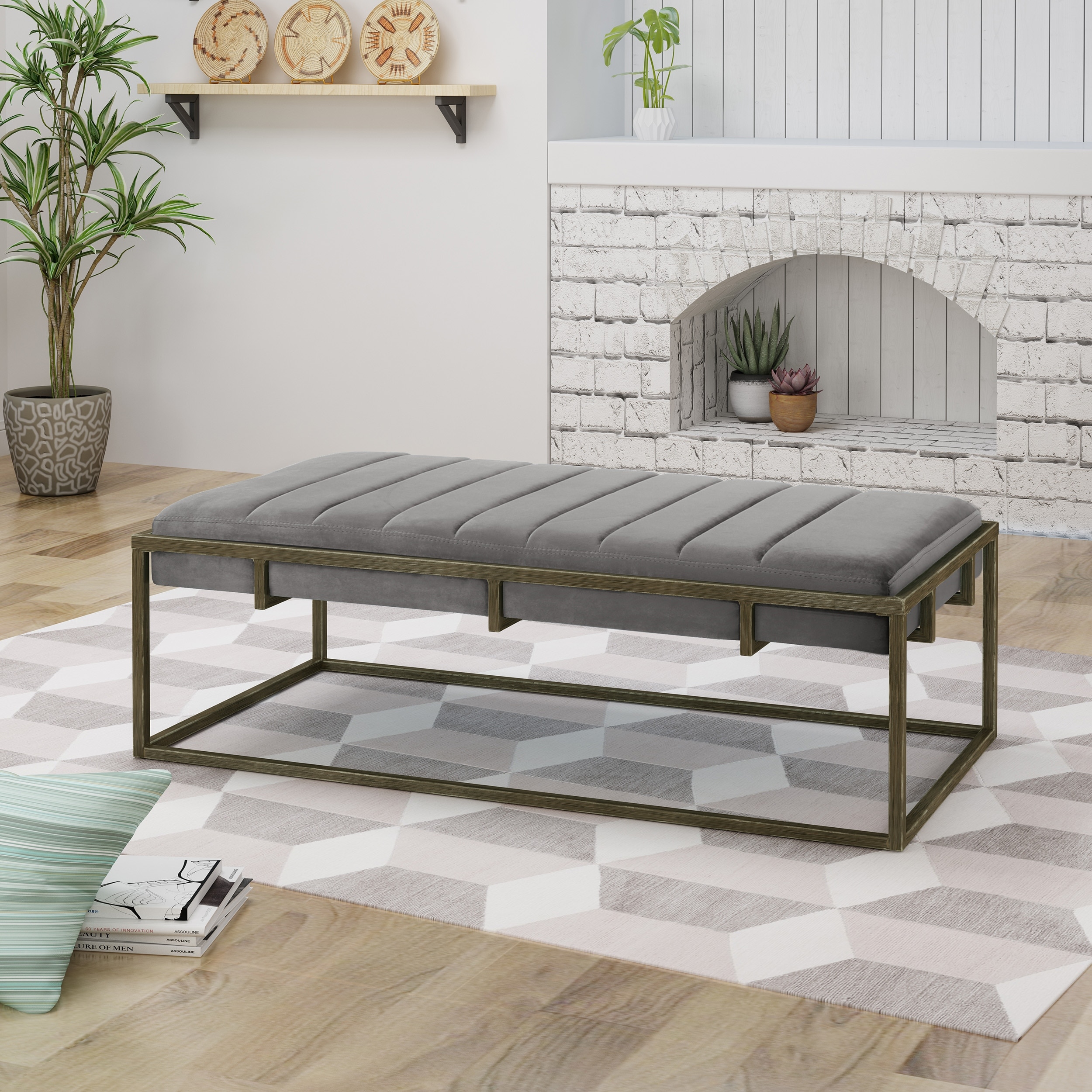 Magdalene velvet ottoman bench by christopher shop knight home