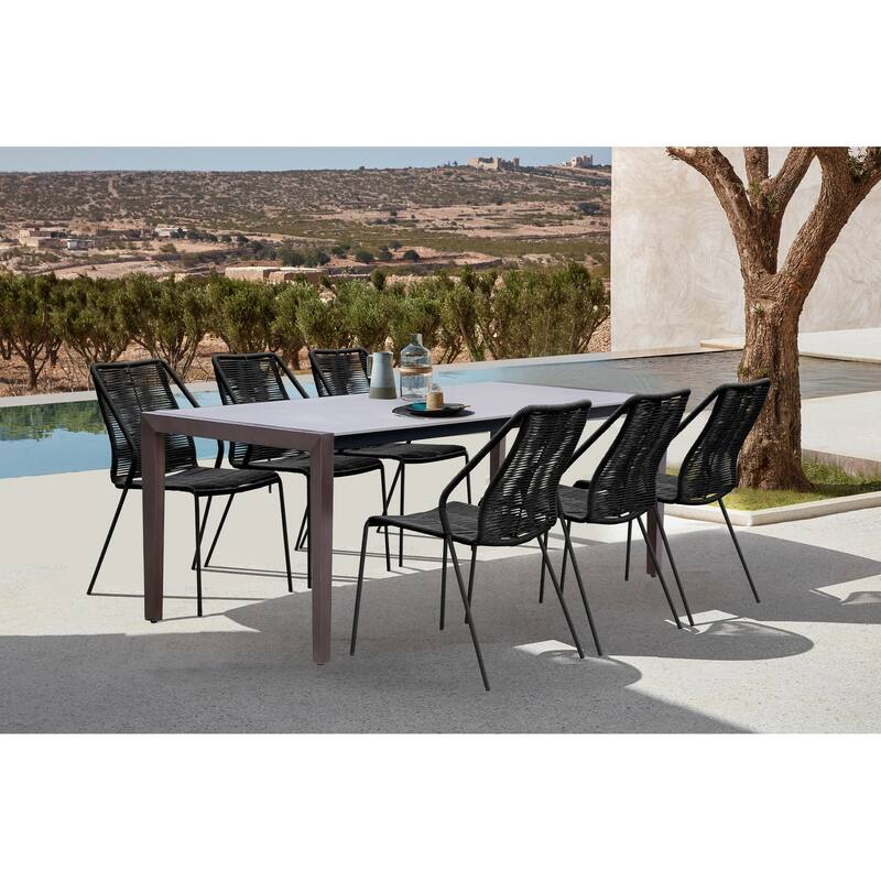 Clip Rope and Steel Indoor Outdoor Stack Dining Chairs - Set of 2