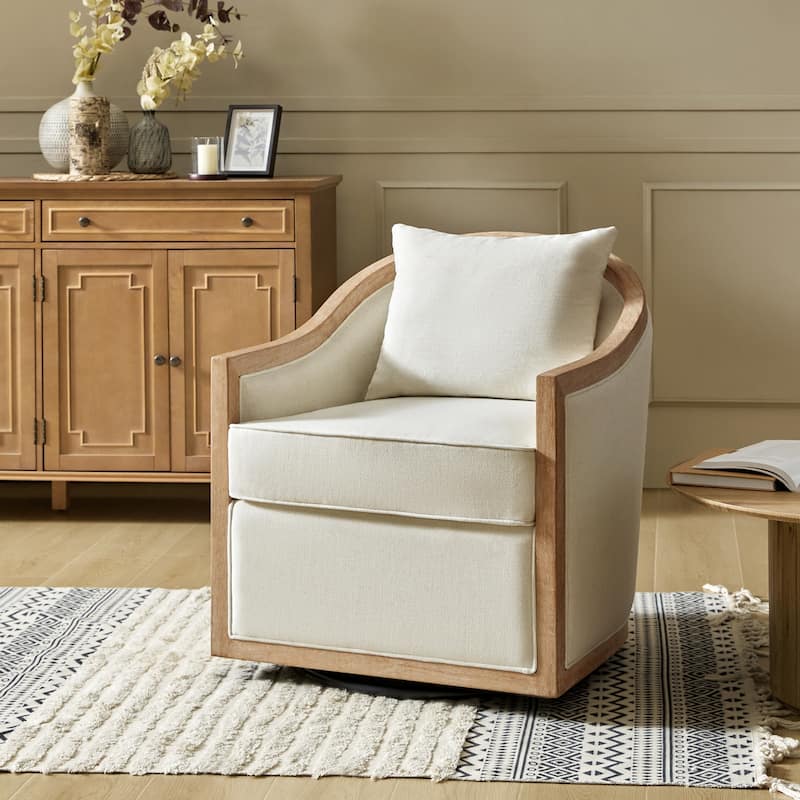 Paul Jess Farmhouse Solid Wood Swivel Chair by HULALA HOME