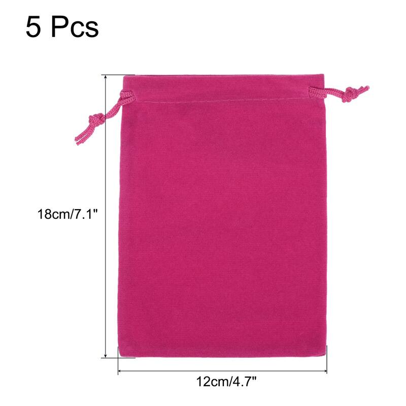 Microfiber Pouch Soft Storage Drawstring Gift Bags for Glasses Wedding - Rose Red - 18x12cm