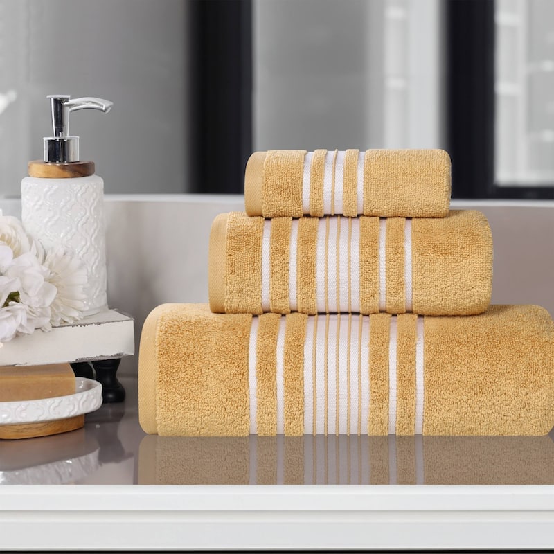 Superior Sadie Zero Twist Cotton Solid Absorbent 3 Piece Towel Set