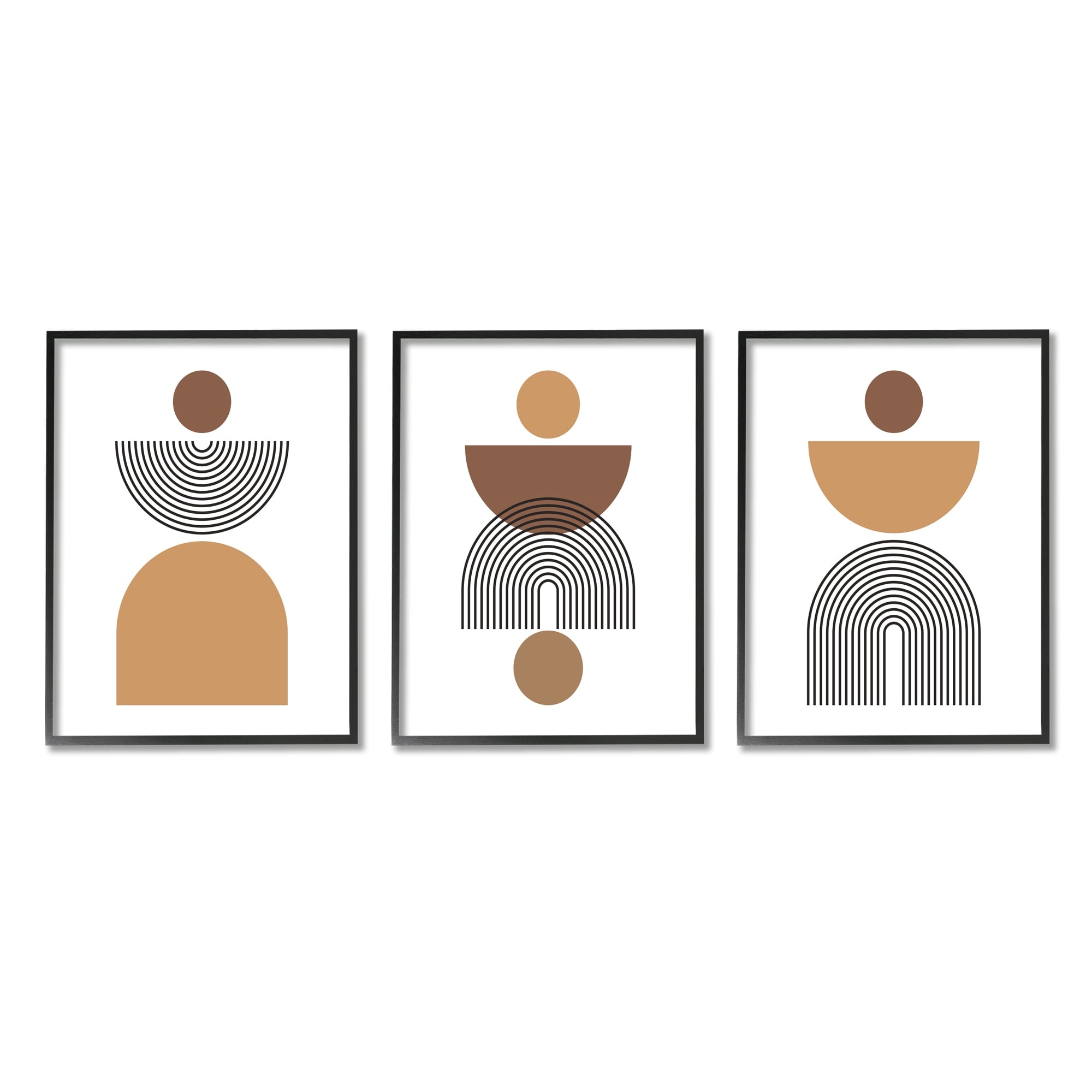 Stupell Modern Shapes on White 3 Piece Framed Giclee Art Set Design by LSR Design Studio