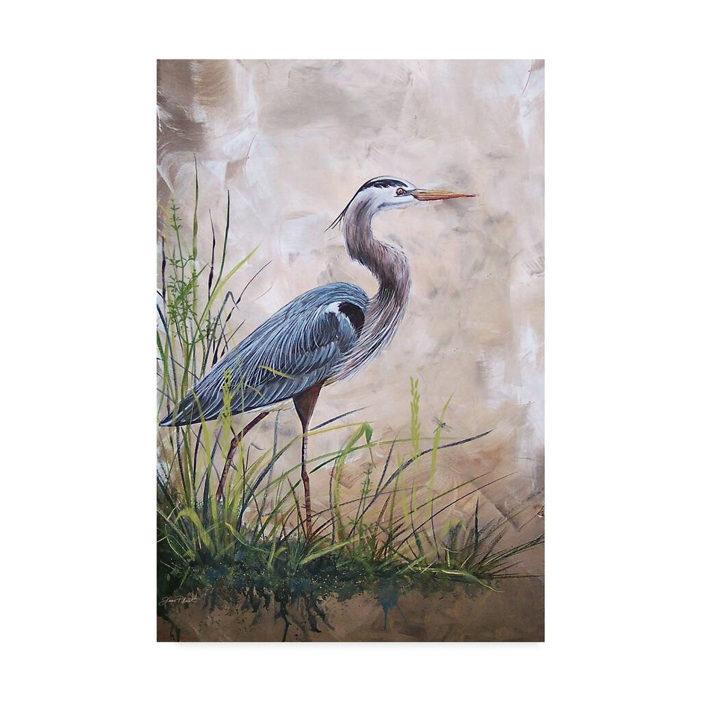 Jean Plout 'Heron In The Reeds' Canvas Art