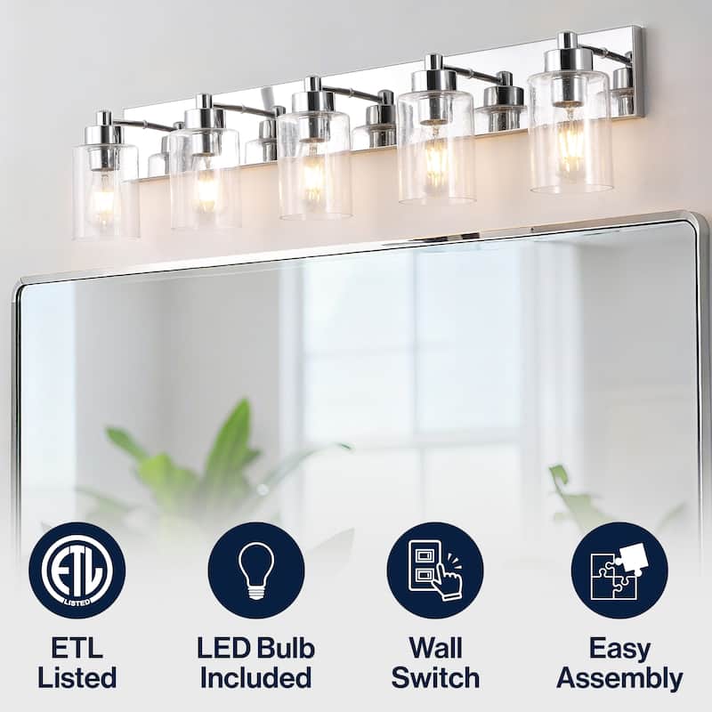 Lydia Seeded Glass/Iron LED Vanity Light, by JONATHAN Y