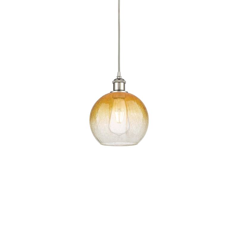 Innovations Lighting 516-1P-11-8 Brookhaven Globe Pendant Brookhaven - Polished Nickel / Amber