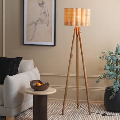 SAFAVIEH Lighting Nalani Cane 63-inch Tripod Floor Lamp (LED Bulb Included) - Natural - 16Wx16Dx63H