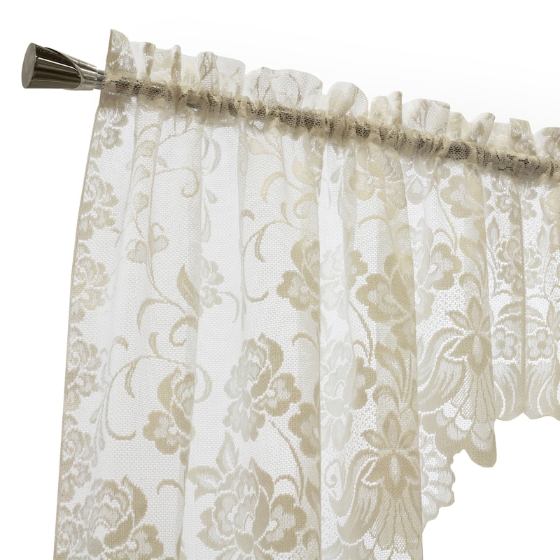 Limoges Embroidered Lace Rod Pocket Curtains Valances Swags and Tiers