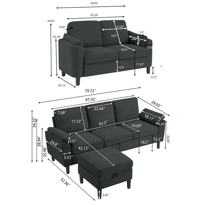 3-Pieces living room set