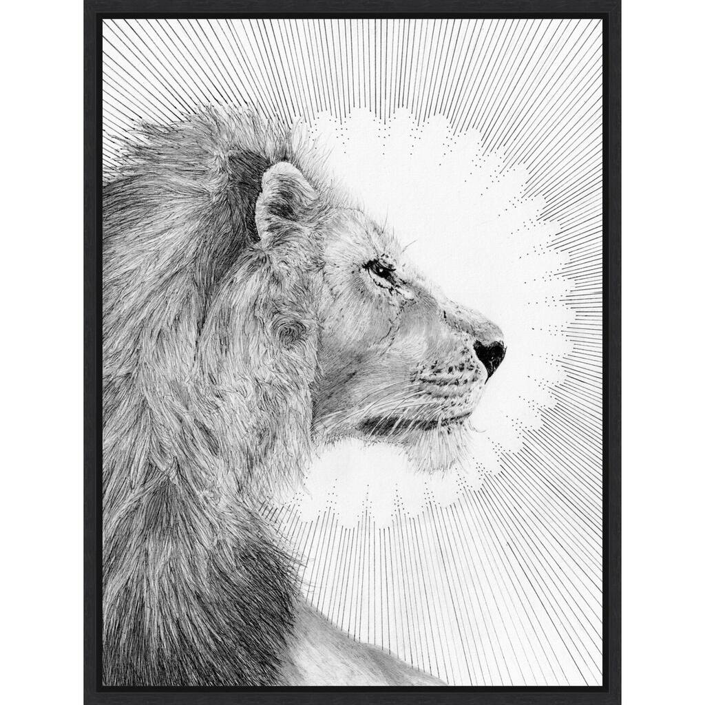 Sun and Lion by Ec Mazur Framed Canvas Wall Art