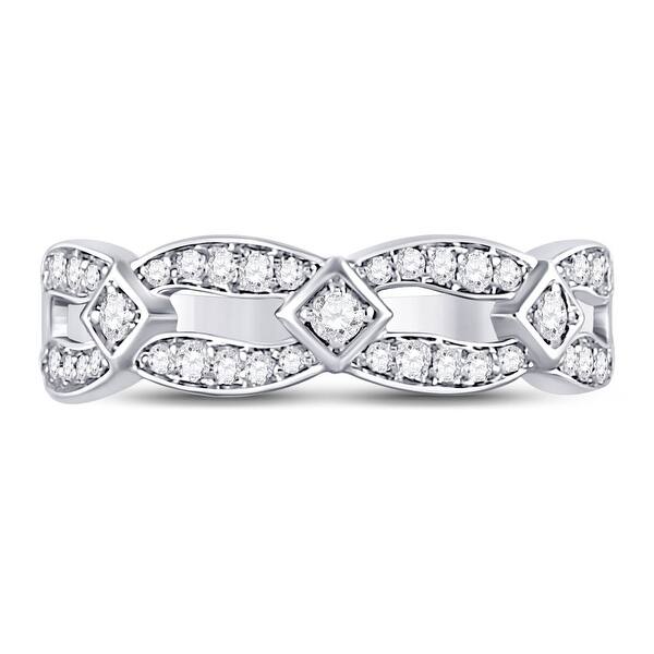 10K White Gold Womens Round Brown Diamond Band Ring 1/5 Cttw 10K White Gold Womens Round Brown Diamond Band Ring 1/5 Cttw