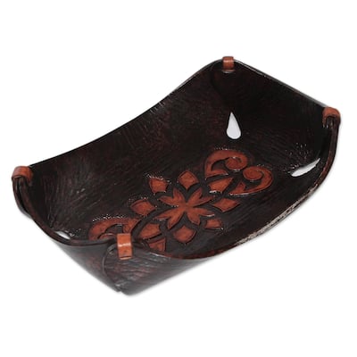 NOVICA Caramel Pyramid Tattoo, Leather catchall