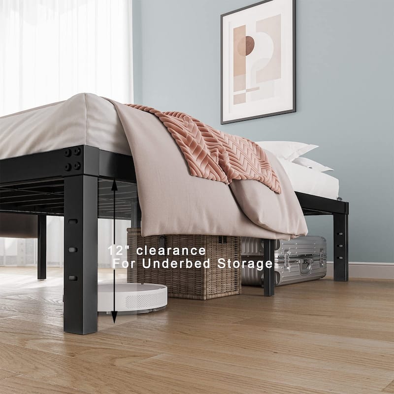18 Inch Heavy Duty Bed Frame, No Box Spring Needed, Noise Free