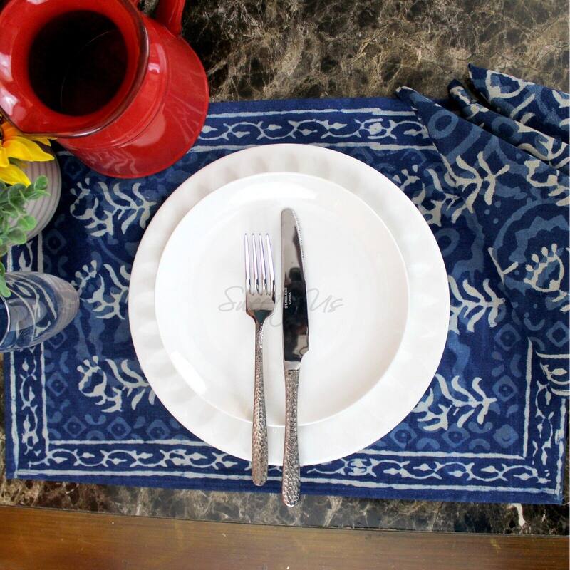 Regal Block Print Cotton Dabu Floral Tablecloth Collection