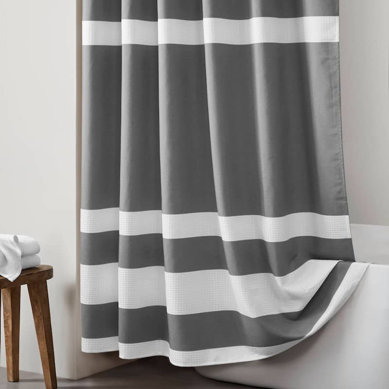 Madison Park Spa Waffle Shower Curtain with 3M Treatment