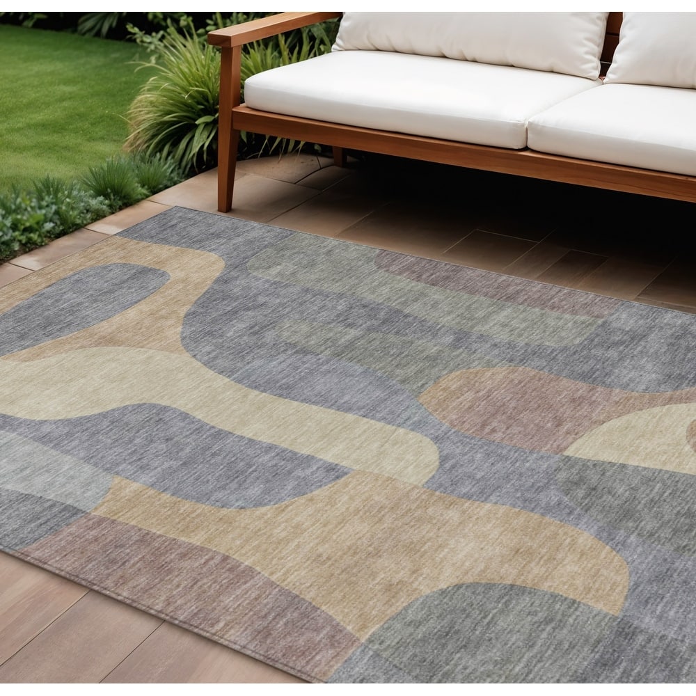 HomeRoots Abstract Transitional Rectangle Outdoor Rug