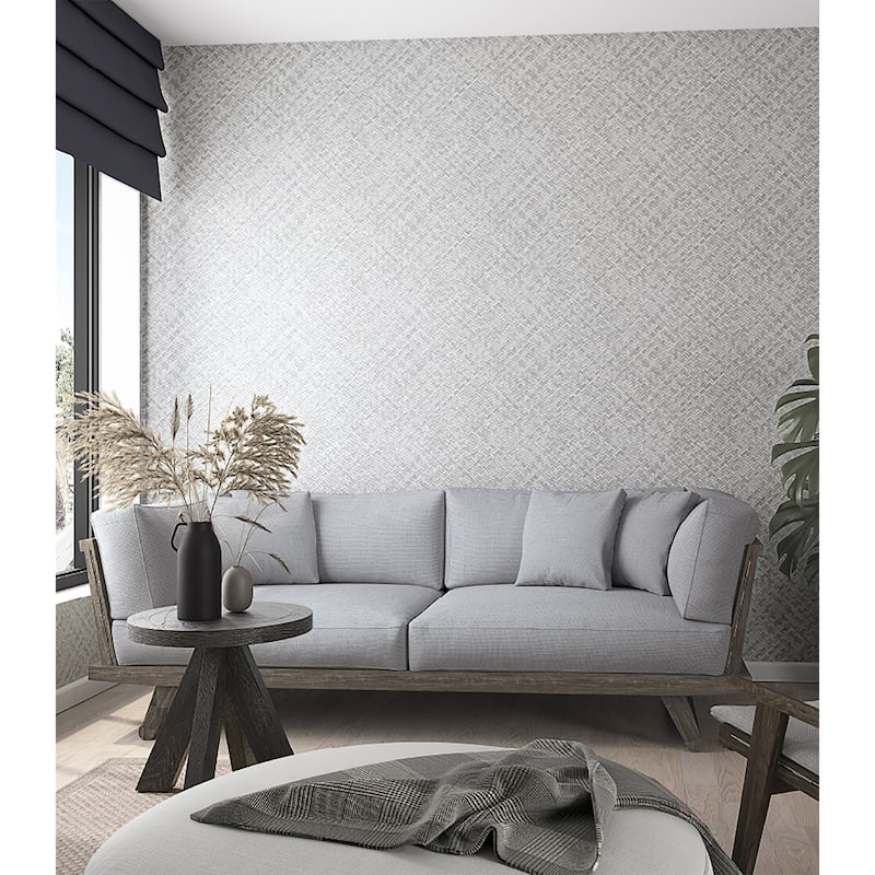 Galerie Wallcoverings Eden Collection Chevron Rattan Weave Vinyl on Non-Woven Matte Wallpaper Roll