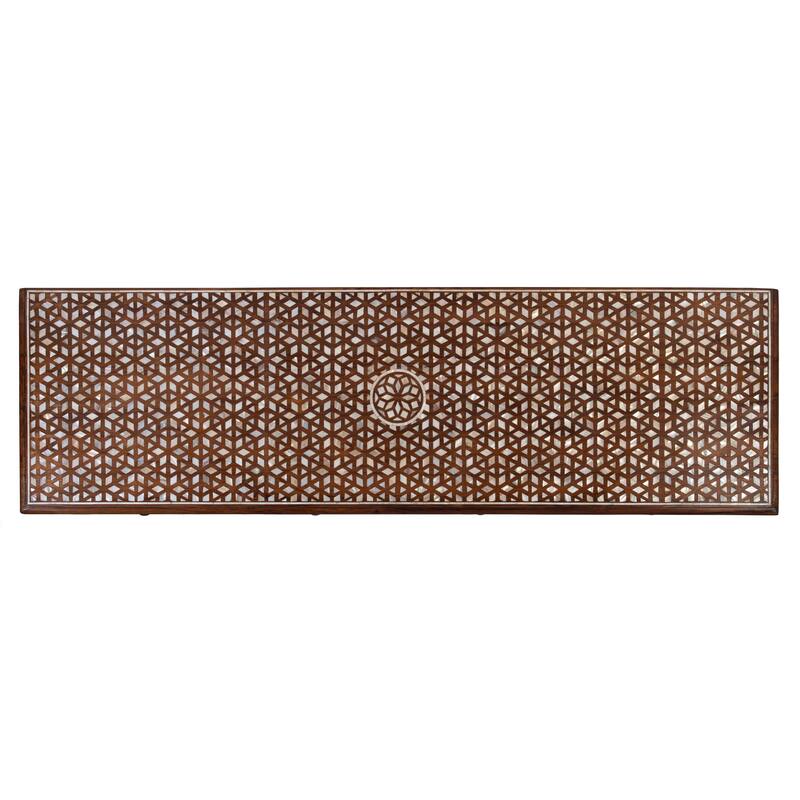 Manali 60 in. W Rectangular Mother of Pearl and Wood 4 Drawer 2 Door Console Table