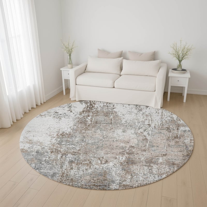 Premium Washable Super Soft Abstract Mayfield Rug - Brown - 8' x 8'