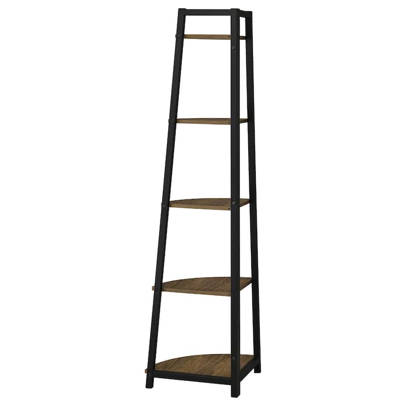 Jacksonville 63-inch 5-shelf Bookshelf Black and Aged Walnut - 15.50" x 15.50" x 63.00"
