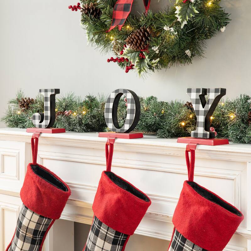 Glitzhome 6-7" H Heavy Duty Christmas NOEL Stocking Holders Mantel Ornament