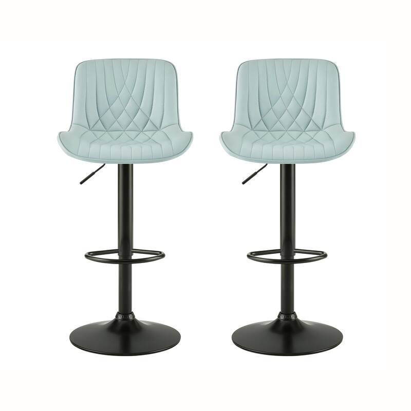 Roundhill Furniture Kovyn Contemporary Adjustable Barstool with Faux Leather Swivel Seats, Set of 2