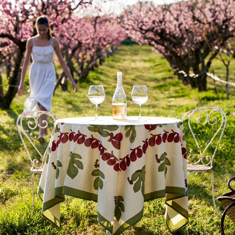 Couleur Nature Fig Red/ Green Square Tablecloth