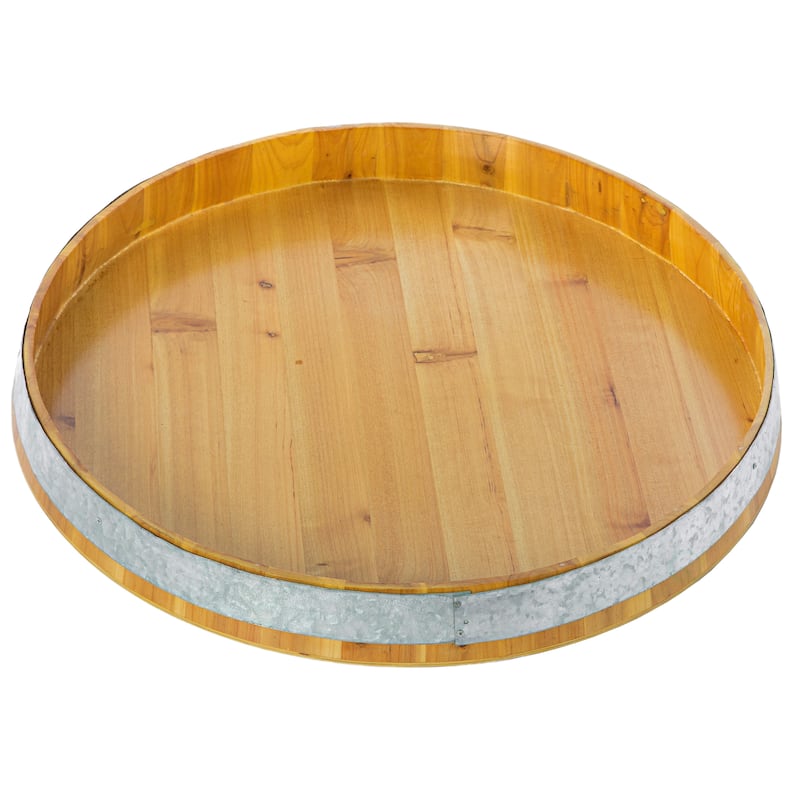 Large Barrel Head Decorative Storage Serving Tray