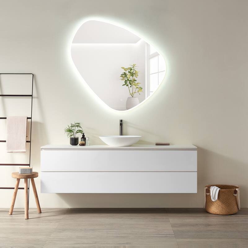 Altair Rasso Novelty Frameless Modern Bathroom Vanity LED Lighted Wall Mirror