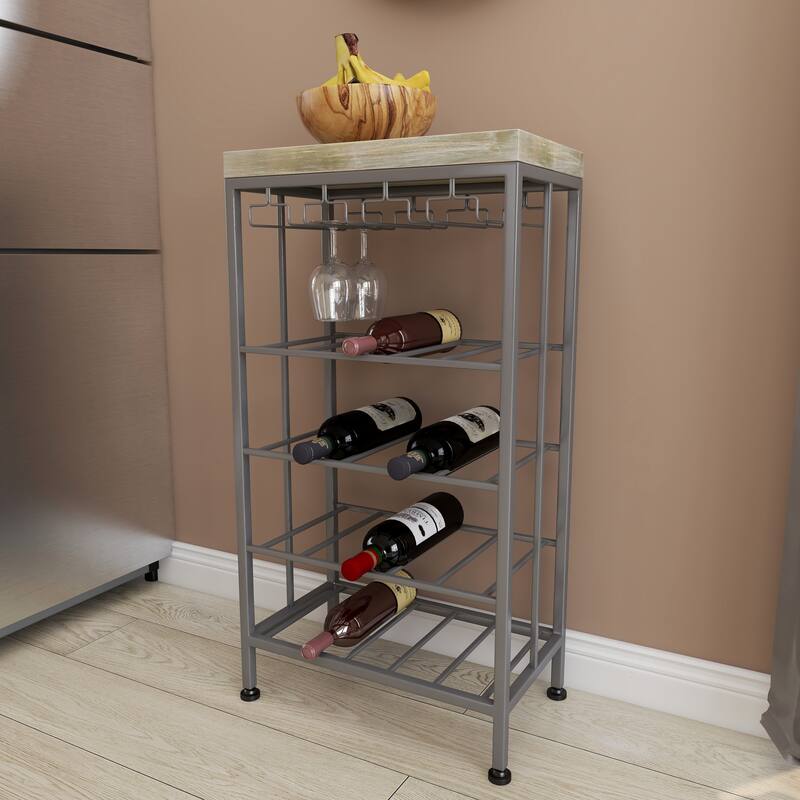 Iron/ Wood Industrial 36-inch Wine Rack - 19 x 11 x 36 - Overstock ...