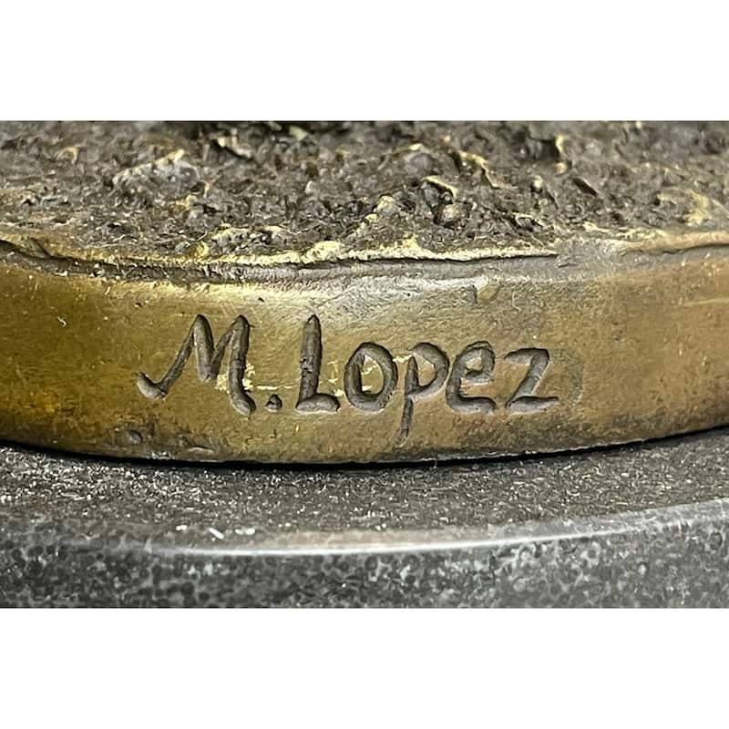 Signed Original Miguel Lopez Mother Mare Horse Bronze Sculpture Marble Statue