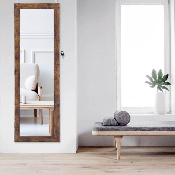 slide 2 of 6, 43.3 inches. Antique grey MDF Jewelry storage box mirror cabinet Antique Gray