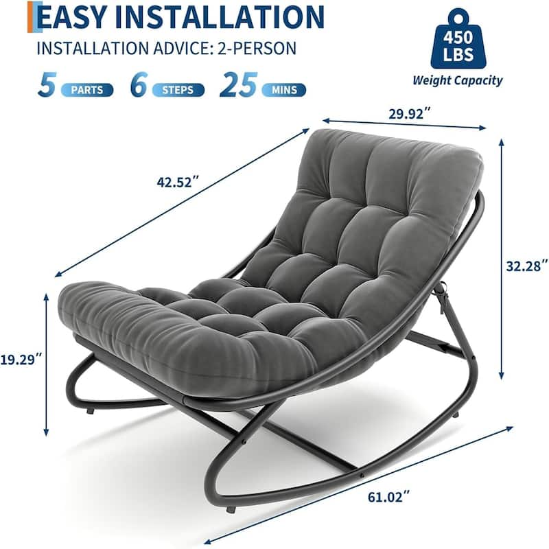 Oversized Heavy-Duty Rocking Recliner Waterproof Cushions 400 lb Weight Capacity