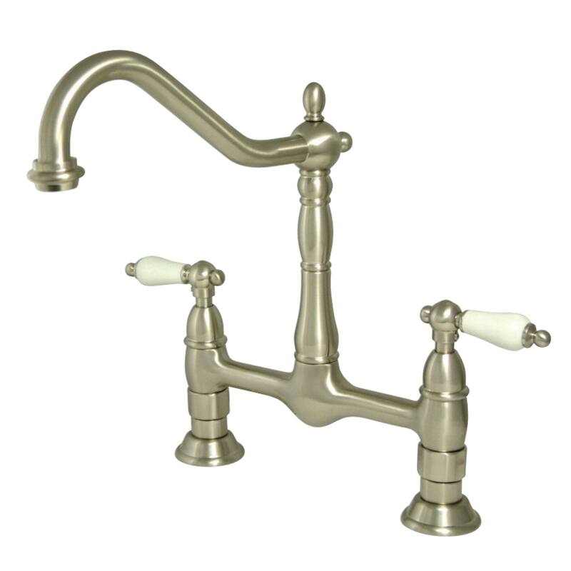 Kingston Brass Heritage Bridge Kitchen Faucet - Brushed Nickel