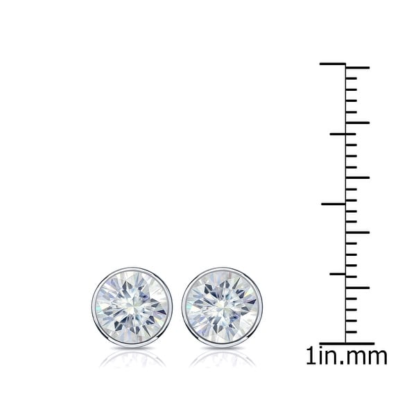 Auriya 14k Gold 2ctw Bezel-set Round Moissanite Stud Earrings - 6.5 mm