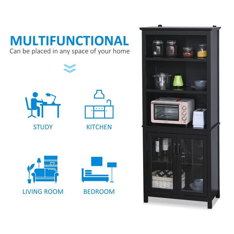 HOMCOM Multifunctional Storage Cabinet Bookcase with Adjustable Shelves Display Rack for Study, Kitchen, Living Room